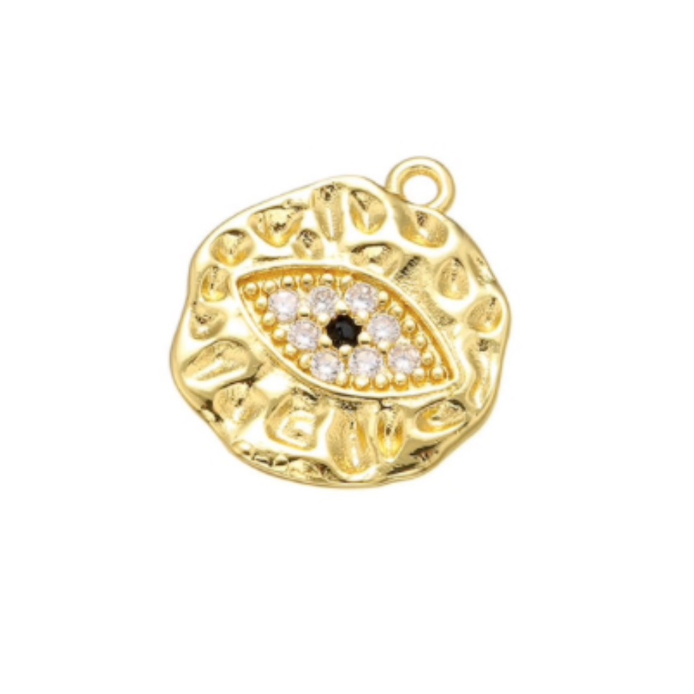 13x14mm Cubic Zirconia Gold Filled Evil Eye Charm
